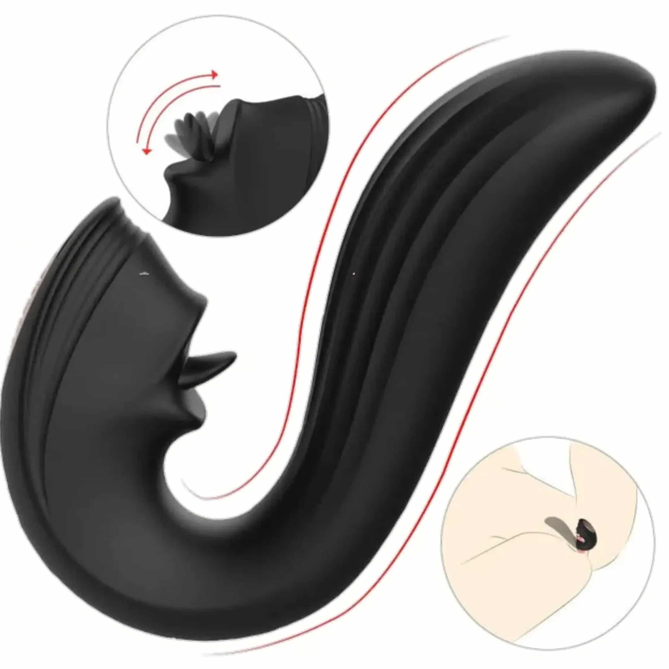 Featured Products Slider Product Image - Zuri: Licking Luxury G-Spot  Clitoris Vibrator (Black)