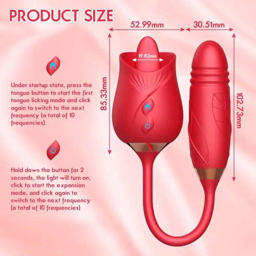 3 in 1 Au-Rose-Licking Rose Spielzeug mit Dildo Rot Produktgröße Erwachsene Luxus