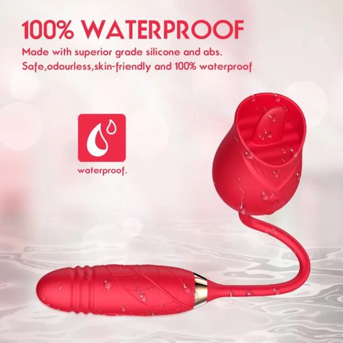 3 in 1 Au-Rose-Licking Rose Spielzeug mit Dildo Rot Wasserdicht Vibrierend Lecken Vibrator Erwachsene Luxus