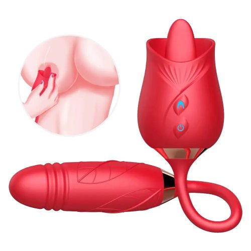 3 in 1 Au-Rose-Licking Rose Spielzeug mit Dildo Rot Ausgewähltes Produkt Erwachsene Luxus