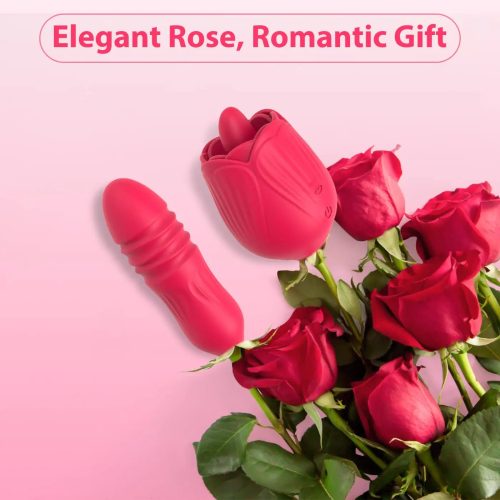 3 in 1 Au-Rose-Licking Rose Spielzeug mit Dildo Rot Romantisches Geschenk Erwachsene Luxus