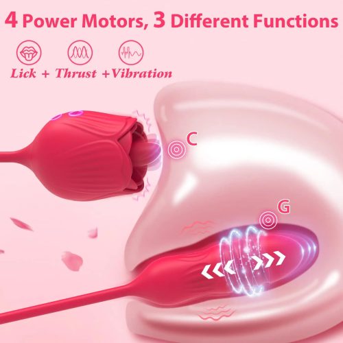 3 in 1 Au-Rose-Licking Rose Spielzeug mit Dildo Roter Power Motor Vibrator Erwachsene Luxus