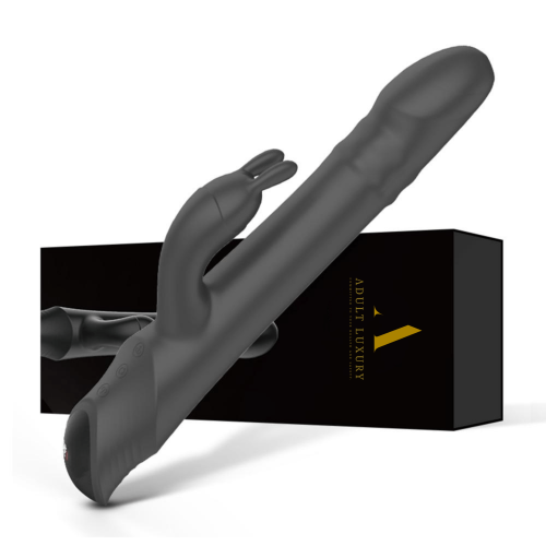 Drywell Rotierender und stoßender Kaninchenvibrator - Black Adult Luxury