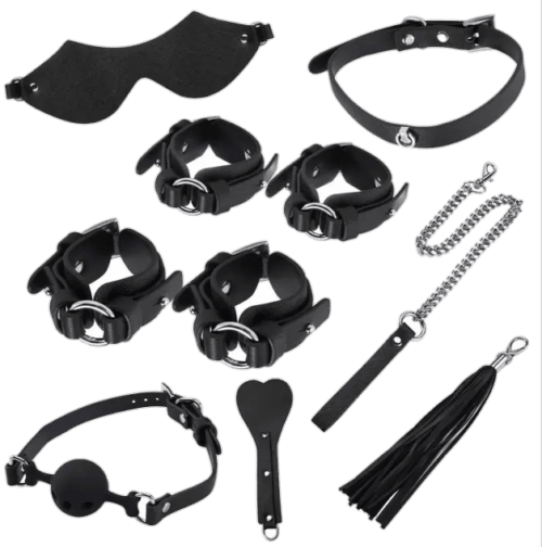 Premium Leather Bondage Set In Black With Bag Adult Luxury