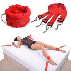 Red Velvet Bed Restraints Adult Luxury