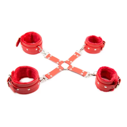 Rotes Bondage und Kreuz Krawatte